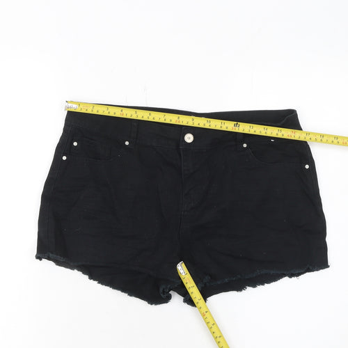 Denim Co Women Black Size 12 Cut-Off Shorts 100% Cotton