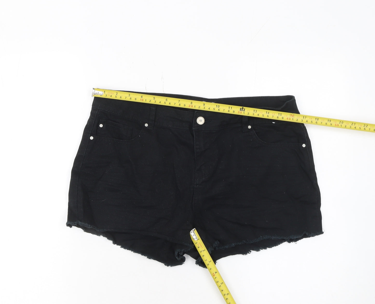 Denim Co Women Black Size 12 Cut-Off Shorts 100% Cotton