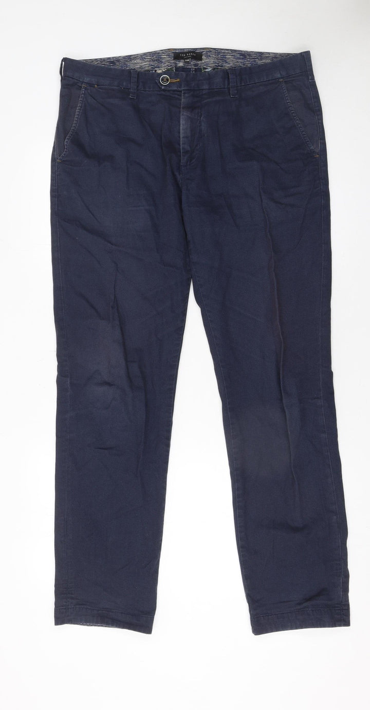 Ted Baker Men’s Blue 34R Chino Trousers Cotton Stretch Smart Casual