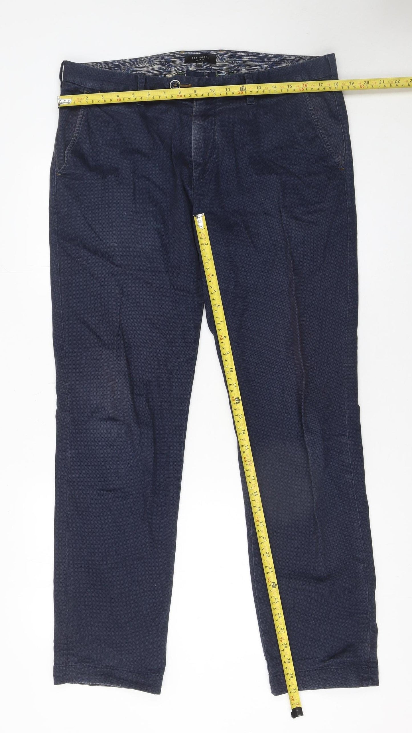 Ted Baker Men’s Blue 34R Chino Trousers Cotton Stretch Smart Casual