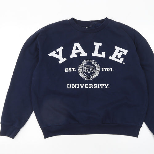 NEXT Womens Navy Yale University Logo Sweatshirt UK 8 Cotton Blend