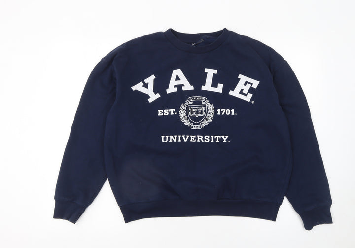 NEXT Womens Navy Yale University Logo Sweatshirt UK 8 Cotton Blend