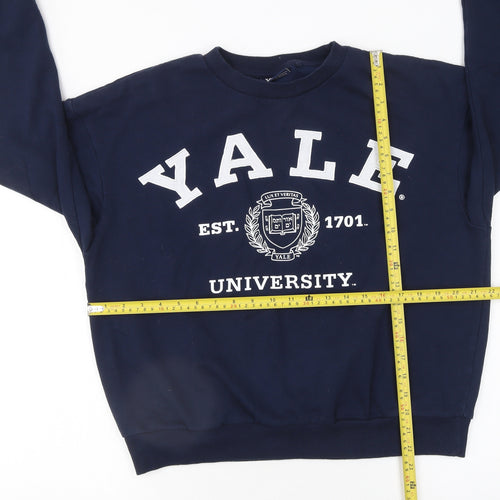 NEXT Womens Navy Yale University Logo Sweatshirt UK 8 Cotton Blend
