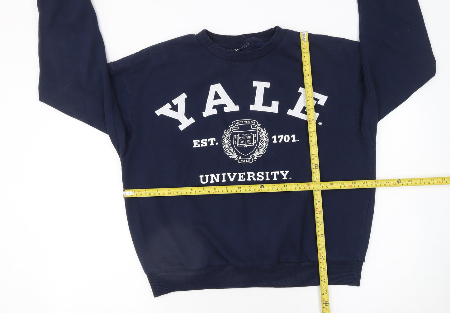 NEXT Womens Navy Yale University Logo Sweatshirt UK 8 Cotton Blend