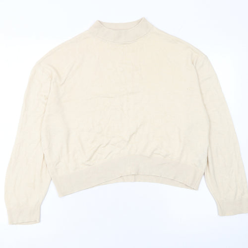 Zara Women’s Beige Mock Neck Pullover Knit Jumper Size M