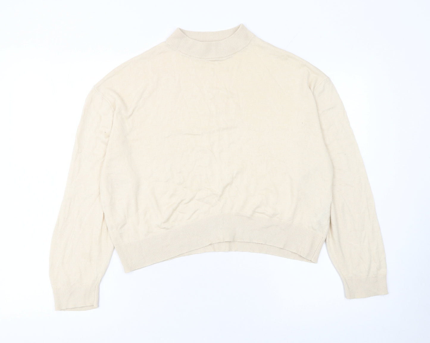 Zara Women’s Beige Mock Neck Pullover Knit Jumper Size M
