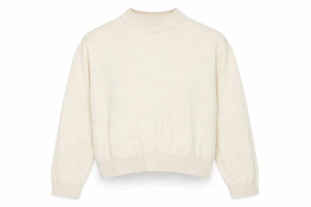 Front view of Zara Women’s Beige Mock Neck Pullover Knit Jumper, size M