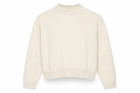 Front view of Zara Women’s Beige Mock Neck Pullover Knit Jumper, size M