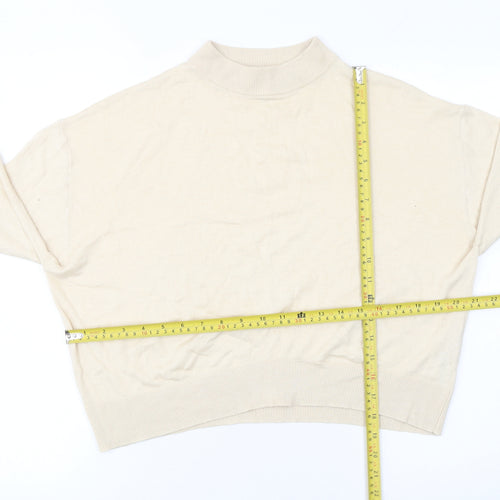 Zara Women’s Beige Mock Neck Pullover Knit Jumper Size M