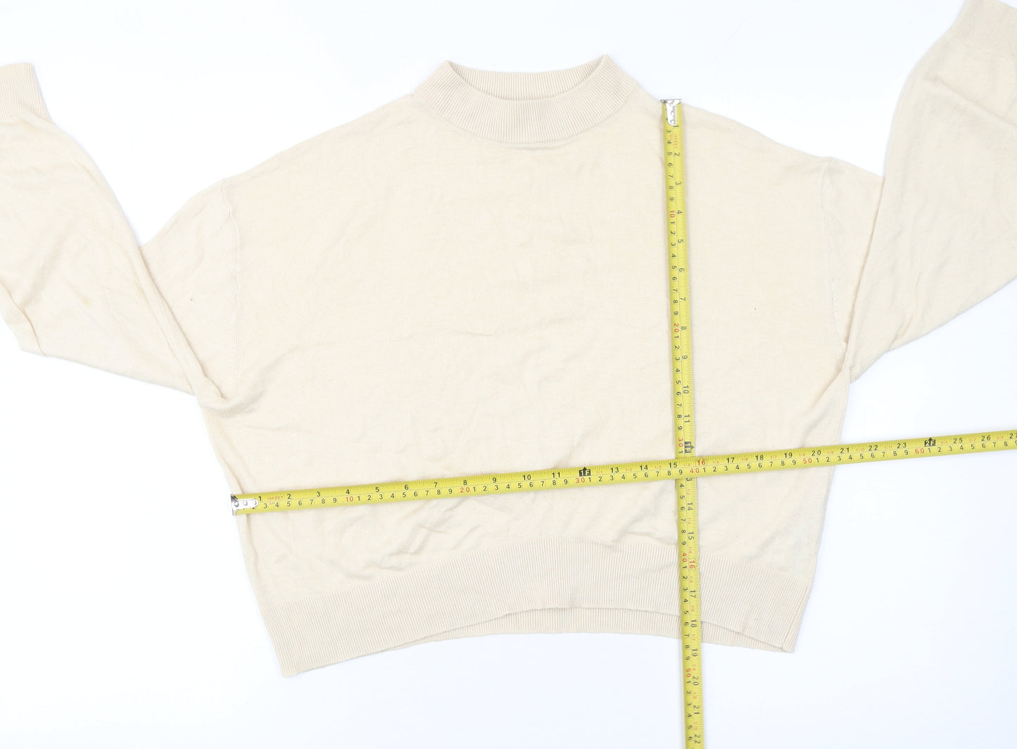 Zara Women’s Beige Mock Neck Pullover Knit Jumper Size M