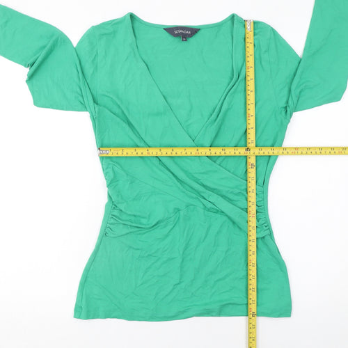 Sosandar Women’s Green Wrap Jersey 3/4 Sleeve Blouse UK 12