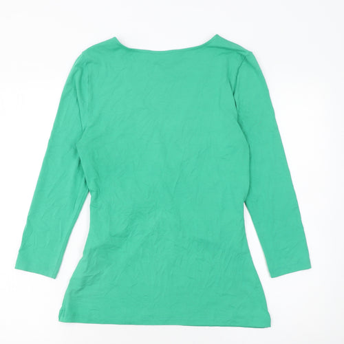 Sosandar Women’s Green Wrap Jersey 3/4 Sleeve Blouse UK 12