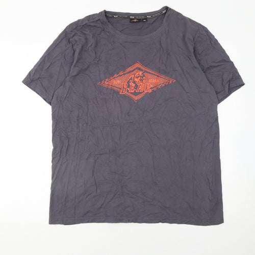 Bear Mens Grey 2XL Graphic Animal Print Cotton T-Shirt