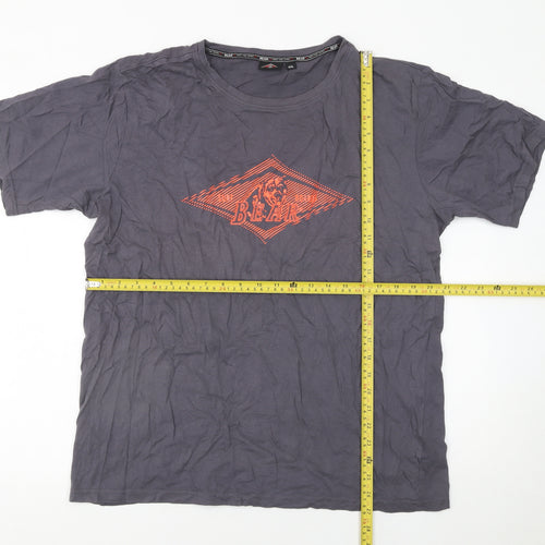 Bear Mens Grey 2XL Graphic Animal Print Cotton T-Shirt