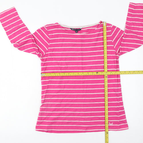 Crew Clothing Company Women's Pink Striped 3/4 Sleeve Cotton T-Shirt Size 12