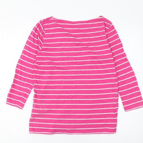 Crew Clothing Company Women's Pink Striped 3/4 Sleeve Cotton T-Shirt Size 12
