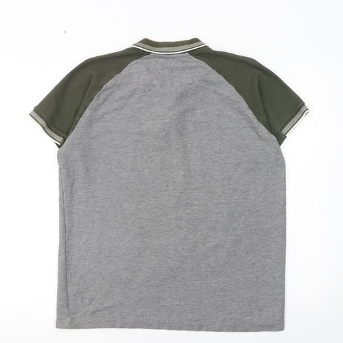 Atlas Men’s Grey Short Sleeve Polo Shirt Size L 1/4 Zip Casual Cotton Blend