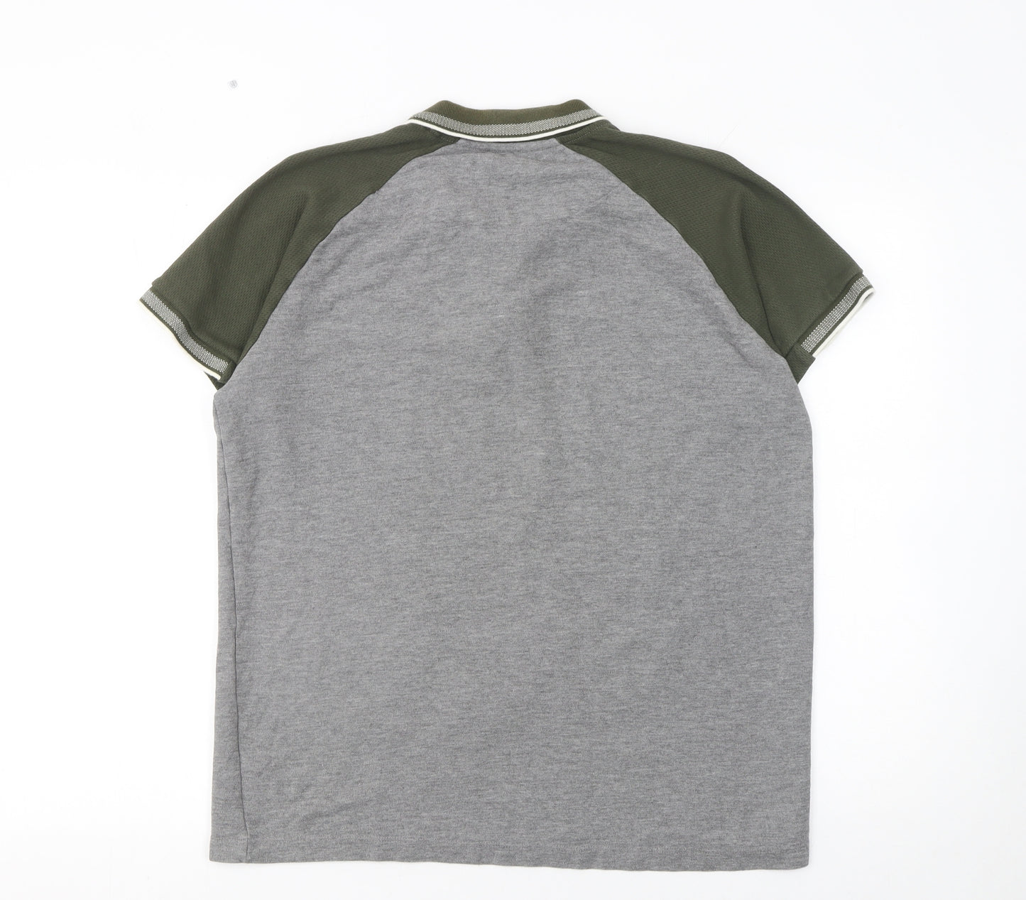 Atlas Men’s Grey Short Sleeve Polo Shirt Size L 1/4 Zip Casual Cotton Blend