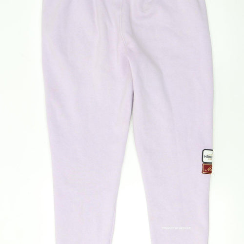 Mercier Men's Purple Jogger Trousers L Logo Patch Cotton Blend