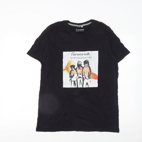 Spreadshirt Men’s Black Graphic Art Music Cotton T-Shirt L
