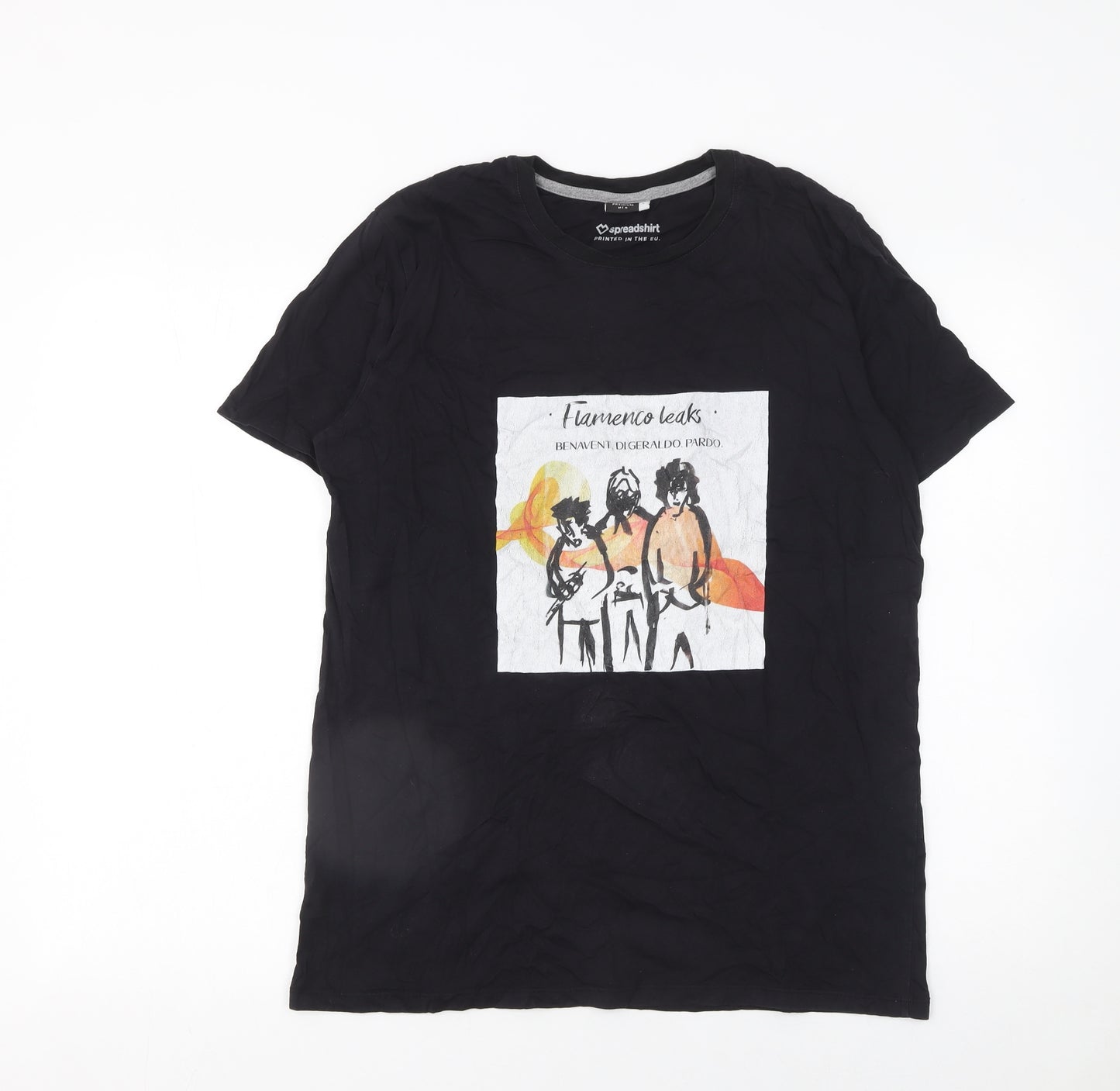 Spreadshirt Men’s Black Graphic Art Music Cotton T-Shirt L