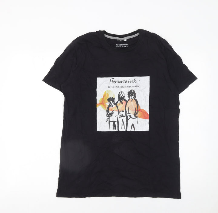Spreadshirt Men’s Black Graphic Art Music Cotton T-Shirt L