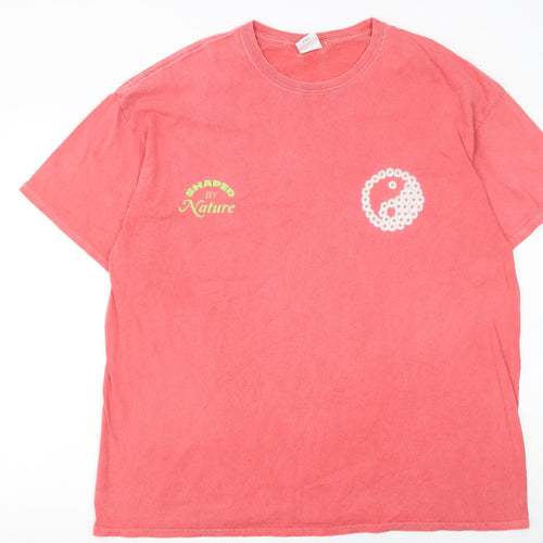 Urban Outfitters Men's Pink Nature Graphic T-Shirt L Retro Style