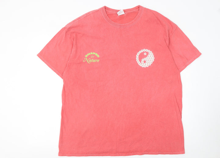 Urban Outfitters Men's Pink Nature Graphic T-Shirt L Retro Style