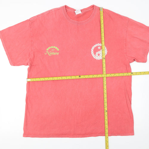 Urban Outfitters Men's Pink Nature Graphic T-Shirt L Retro Style