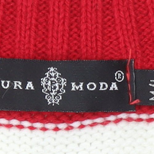 Pura Moda Women's Multicoloured M Crew Neck Knit Patriotic Jumper
