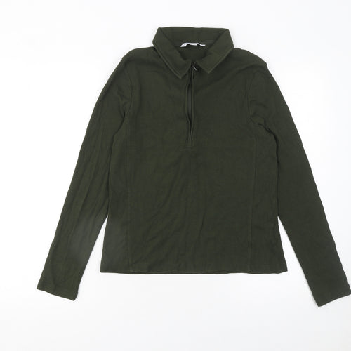 Next Women’s Green Collared Long Sleeve Zip Top Size 16