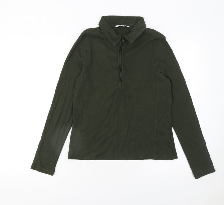 Next Women’s Green Collared Long Sleeve Zip Top Size 16