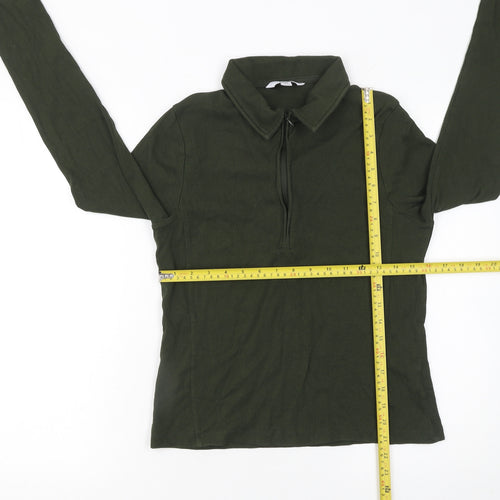 Next Women’s Green Collared Long Sleeve Zip Top Size 16