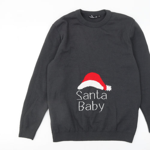 boohoo Men Black Christmas Santa Baby Knit Jumper Size S