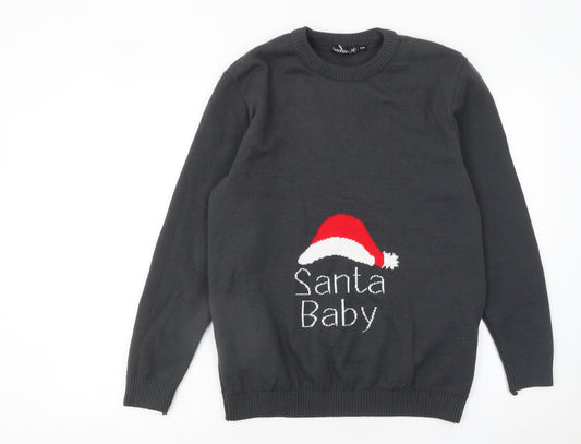 boohoo Men Black Christmas Santa Baby Knit Jumper Size S