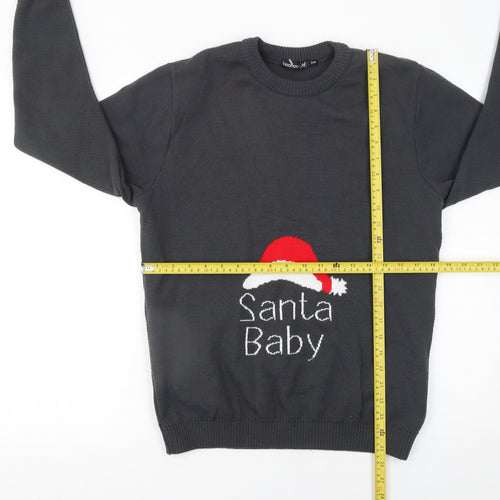 boohoo Men Black Christmas Santa Baby Knit Jumper Size S