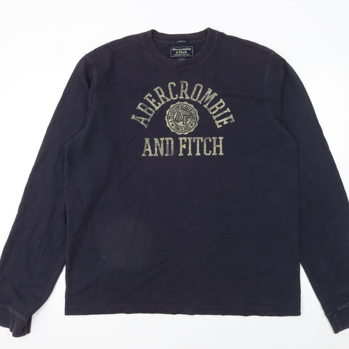 Abercrombie & Fitch Men’s Blue Long Sleeve Muscle Fit Cotton T-Shirt XL