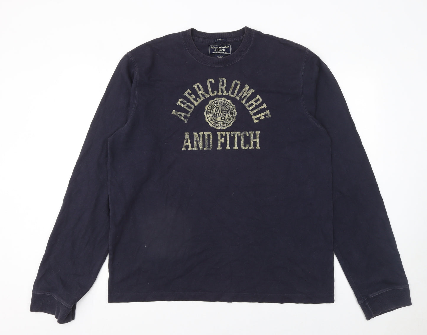 Abercrombie & Fitch Men’s Blue Long Sleeve Muscle Fit Cotton T-Shirt XL