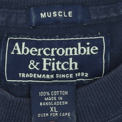Abercrombie & Fitch Men’s Blue Long Sleeve Muscle Fit Cotton T-Shirt XL
