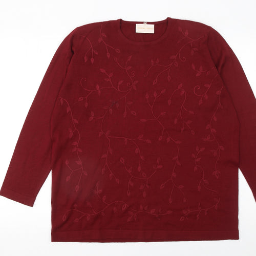 Country Casuals Women's Red Floral Wool Blend Jumper Size L