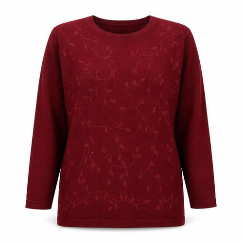 Country Casuals Women's Red Floral Wool Blend Jumper Size L