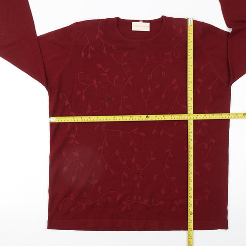 Country Casuals Women's Red Floral Wool Blend Jumper Size L
