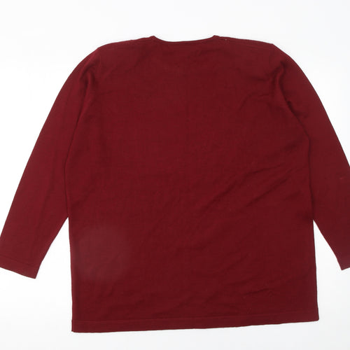 Country Casuals Women's Red Floral Wool Blend Jumper Size L