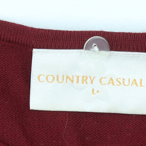 Country Casuals Women's Red Floral Wool Blend Jumper Size L