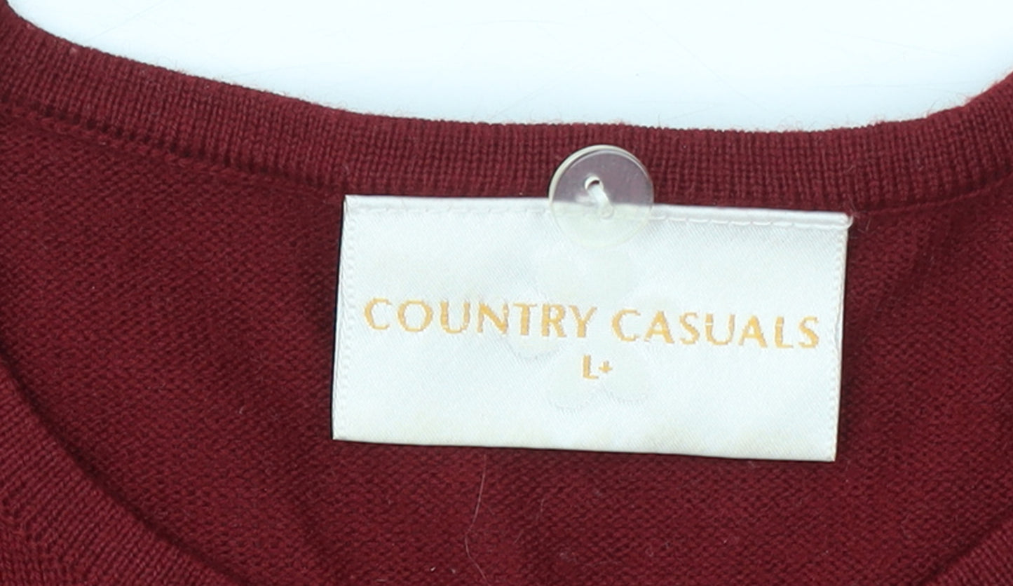 Country Casuals Women's Red Floral Wool Blend Jumper Size L