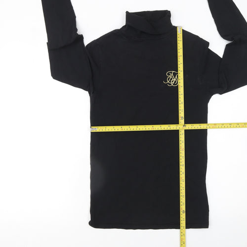SikSilk Men's Black Roll Neck Long Sleeve Slim Fit T-Shirt XS
