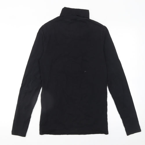 SikSilk Men's Black Roll Neck Long Sleeve Slim Fit T-Shirt XS