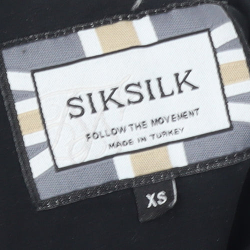 SikSilk Men's Black Roll Neck Long Sleeve Slim Fit T-Shirt XS
