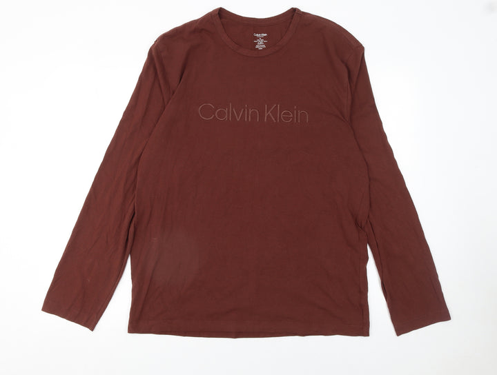 Calvin Klein Men's Brown Long Sleeve Pyjama Top M