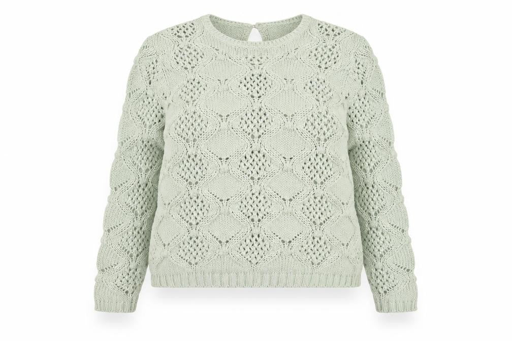 Primark Women’s Green Open-Knit Cotton Blend Jumper Size 12